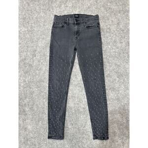 Hudson Nico Mid Rise Ankle SPR‎ Skinny Women's Jeans Size 29 Black Distressed